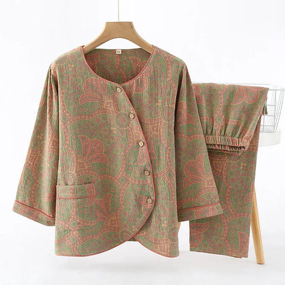 Pyjama 2 pièces pour femme, 100 % coton, vêtements de maison, collection printemps-automne 2024