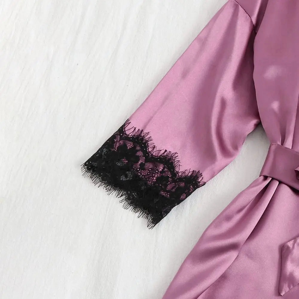 Pyjama élégant en satin à la mode, col en V, nœud papillon, short, caraco, chemise de nuit, culotte ample, ensembles de vêtements de nuit en dentelle pour filles