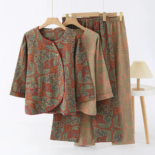 Pyjama 2 pièces pour femme, 100 % coton, vêtements de maison, collection printemps-automne 2024