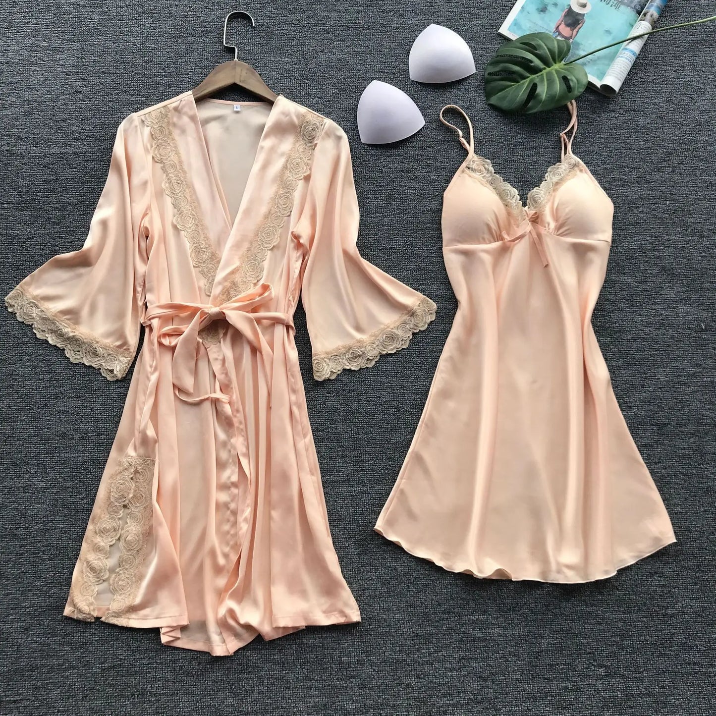Ensemble pyjama d'été en imitation soie pour femme, tenue de nuit américaine, sous-vêtements