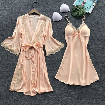 Ensemble pyjama d'été en imitation soie pour femme, tenue de nuit américaine, sous-vêtements