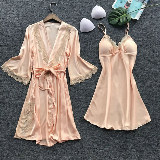 Ensemble pyjama d'été en imitation soie pour femme, tenue de nuit américaine, sous-vêtements