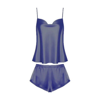 Pyjama sans manches en satin de soie, col en V, ample, caraco, short, chemise de nuit, vêtements de maison, ensembles de vêtements de nuit en soie glacée, été, femme