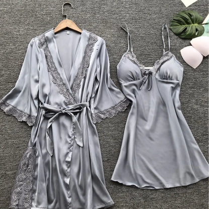 Ensemble pyjama d'été en imitation soie pour femme, tenue de nuit américaine, sous-vêtements